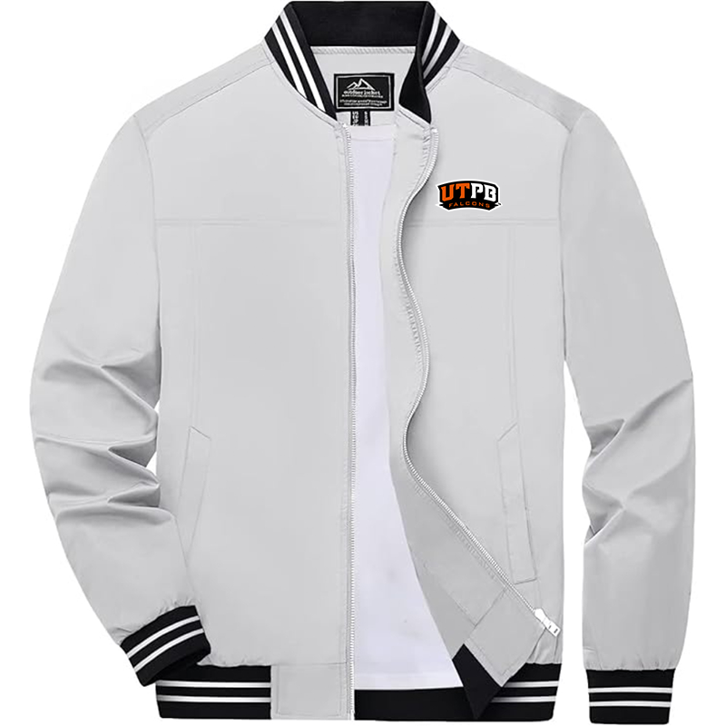 Men's UTPB Falcons  Zip-Up Bomber Jacket Ribbed Collar and Cuffs Outerwear